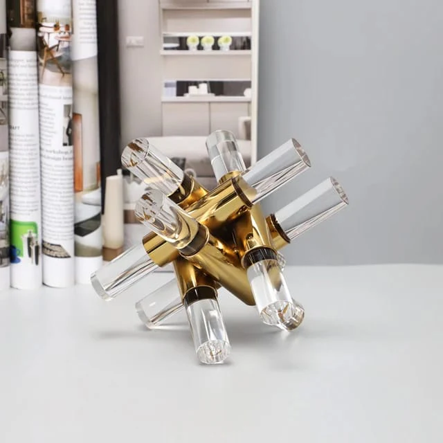 Acrylic Metal Gold Abstract Cube Figurines - Image 4