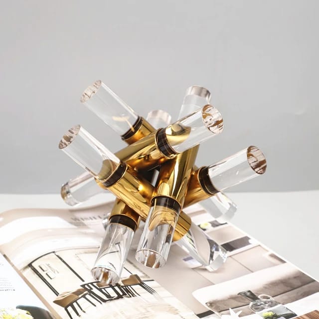 Acrylic Metal Gold Abstract Cube Figurines - Image 5