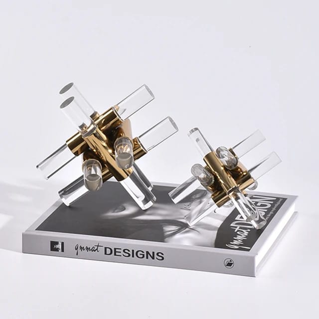 Acrylic Metal Gold Abstract Cube Figurines - Image 6