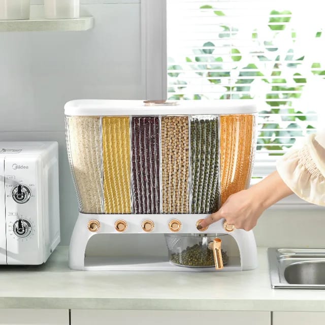Acrylic Partitioned Rice Cereal Dispenser - Image 2