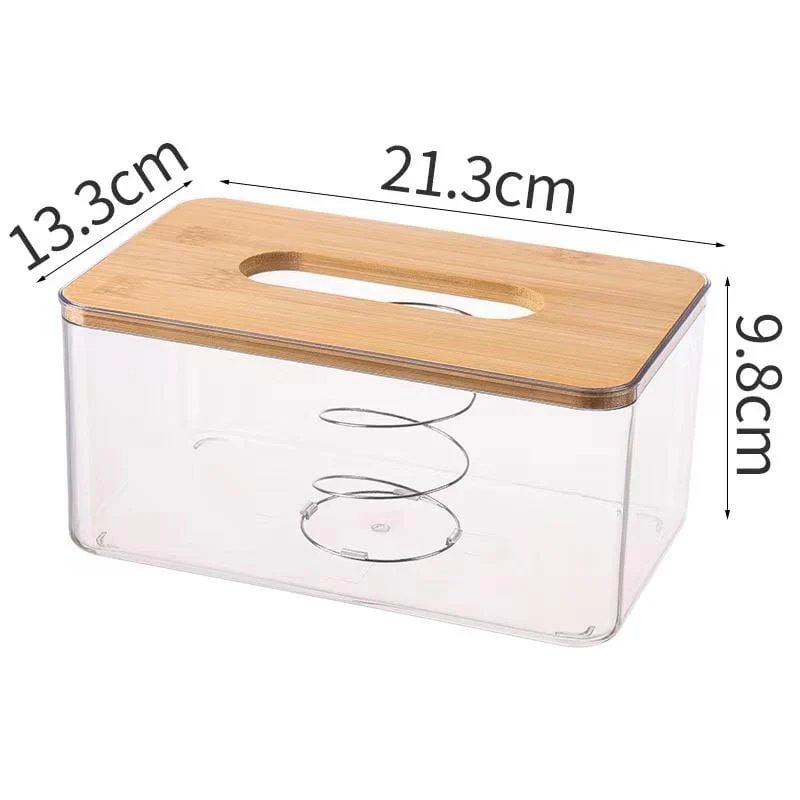 Acrylic transparent serviette holder with bamboo cover. - Image 4