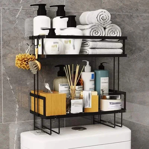 Adhesive metallic double layer toilet organizer - Image 2