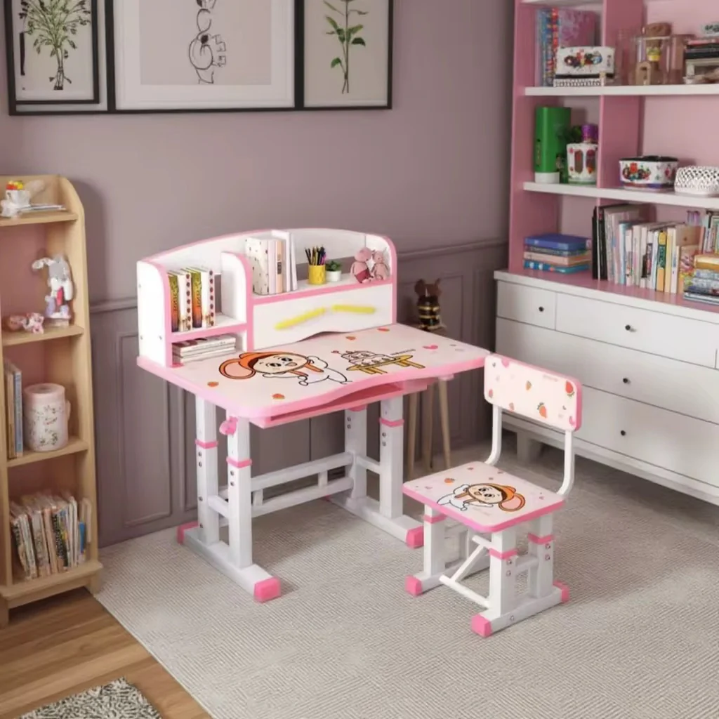 Adjustable Kids Study Desk And Chair Set Educational Table with Ergonomic Design Safe Construction Ample Storage Ideal for Home Learning Nursery Creativity Growing Baby - Image 4