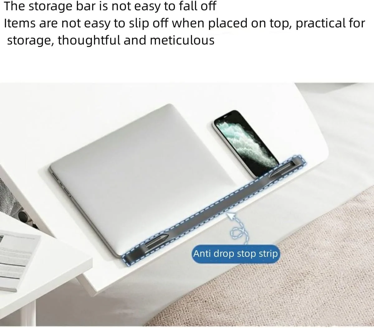 Adjustable Overbed Laptop Table with Wheels Rolling Bedside Desk - Image 3