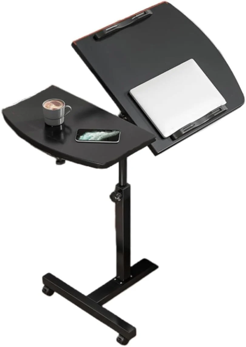 Adjustable Overbed Laptop Table with Wheels Rolling Bedside Desk - Image 7