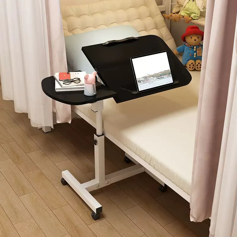 Adjustable Overbed Laptop Table with Wheels Rolling Bedside Desk - Image 9