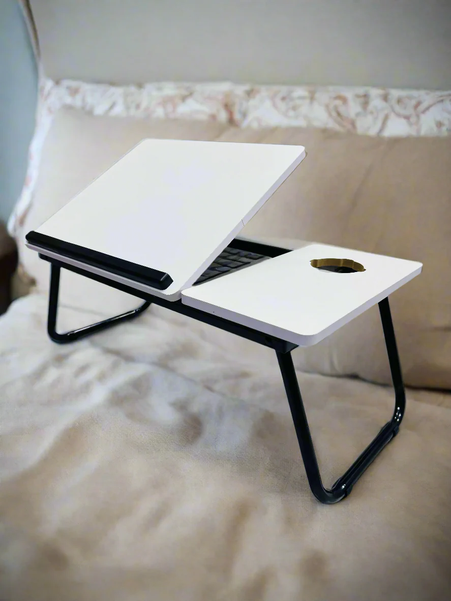 Adjustable Tilting Laptop Folding Table Stand Desk Bed Table with Foldable Legs for Laptop and Writing, Computer Tray with Cup Slot for Working, Reading on Bed - Image 13