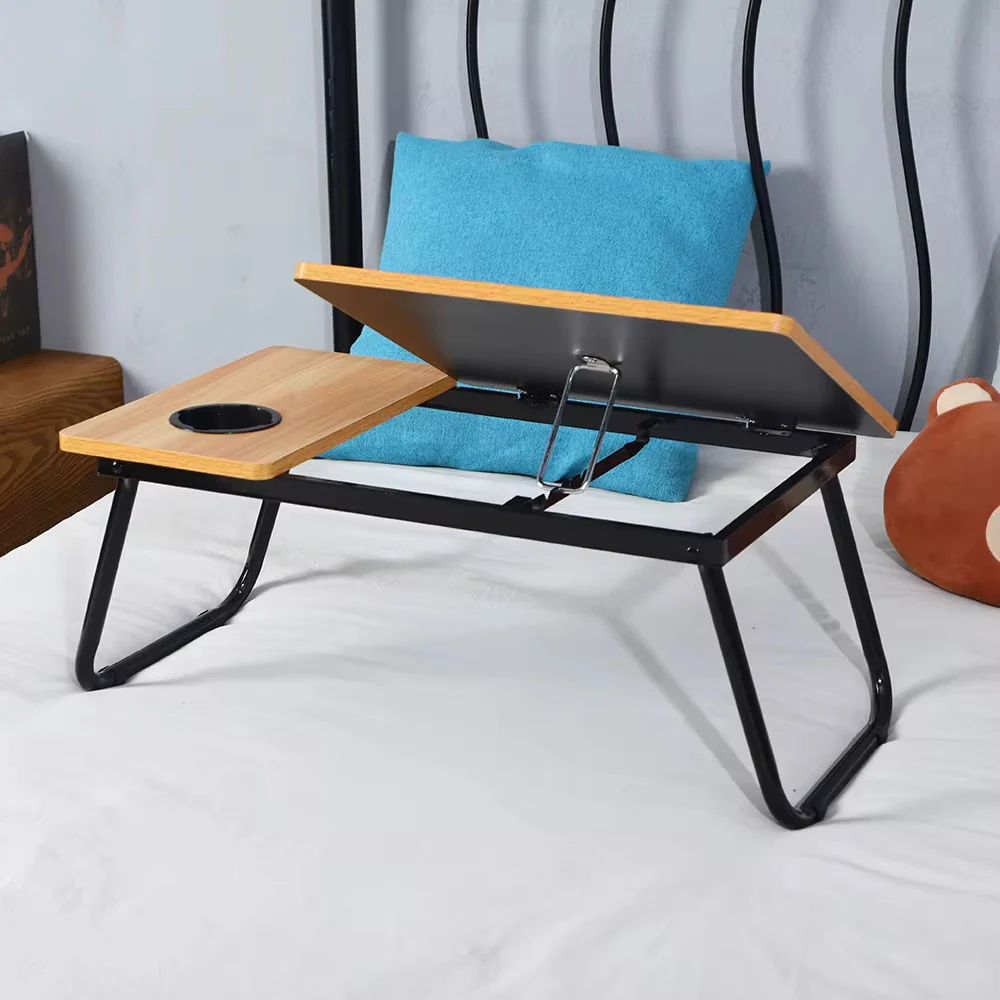 Adjustable Tilting Laptop Folding Table Stand Desk Bed Table with Foldable Legs for Laptop and Writing, Computer Tray with Cup Slot for Working, Reading on Bed - Image 3