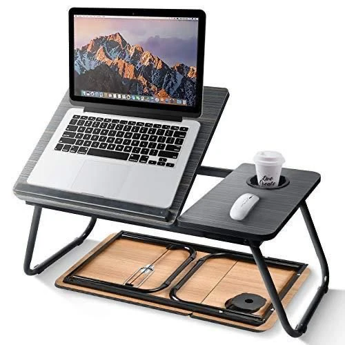 Adjustable Tilting Laptop Folding Table Stand Desk Bed Table with Foldable Legs for Laptop and Writing, Computer Tray with Cup Slot for Working, Reading on Bed - Image 5