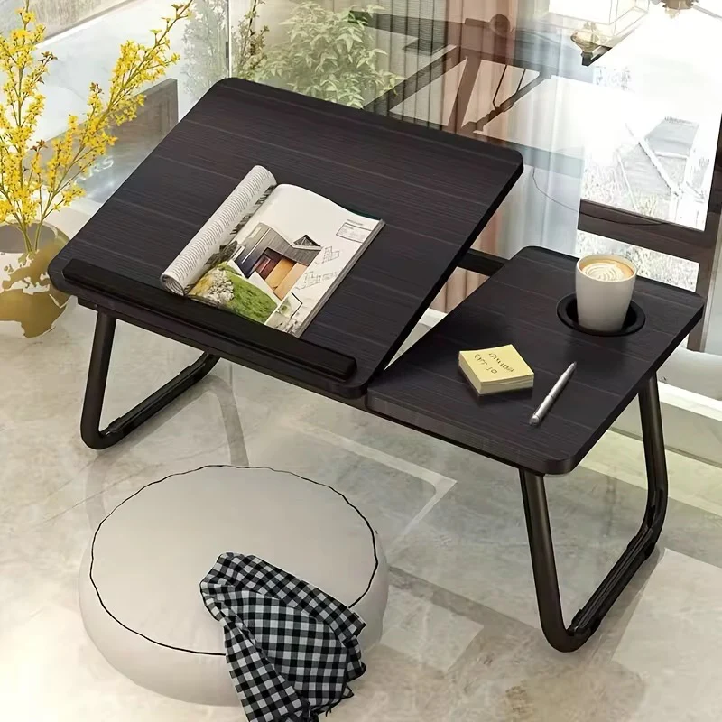 Adjustable Tilting Laptop Folding Table Stand Desk Bed Table with Foldable Legs for Laptop and Writing, Computer Tray with Cup Slot for Working, Reading on Bed - Image 7