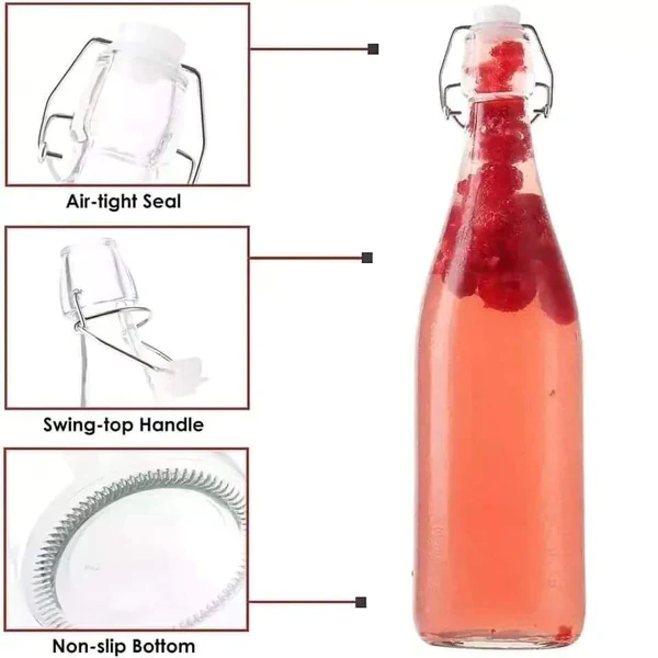 Airtight Beverage bottles with clip lock lids - Image 6