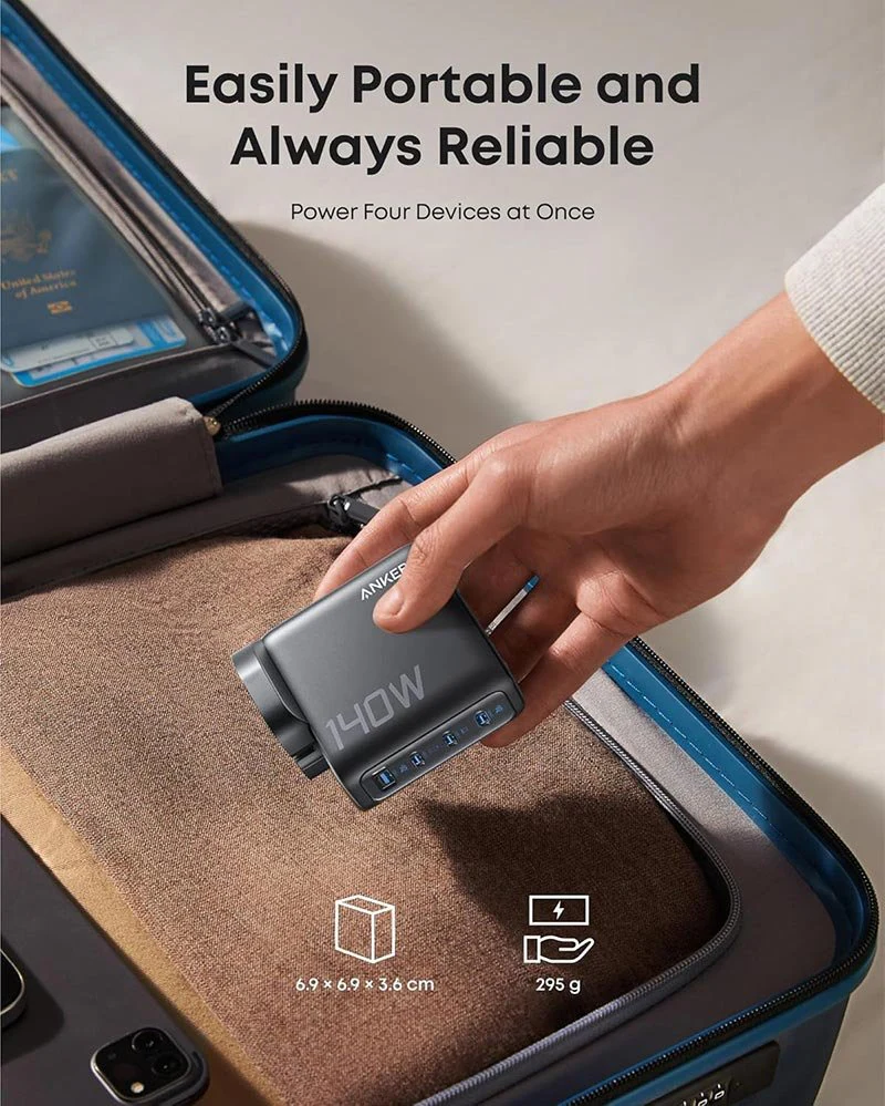 Anker 140W 4-Port GaN Laptop & Multi-Device Charger – Dual USB-C PD 3.1, HD Display, UK Plug - Image 6