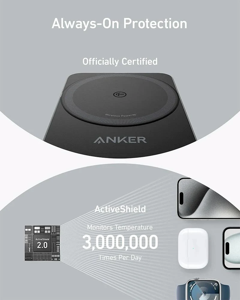 Anker MagGo 15W Qi2 Foldable 3-in-1 Wireless Charging Station – 40W USB-C Charger & 5ft Cable Included - Image 4