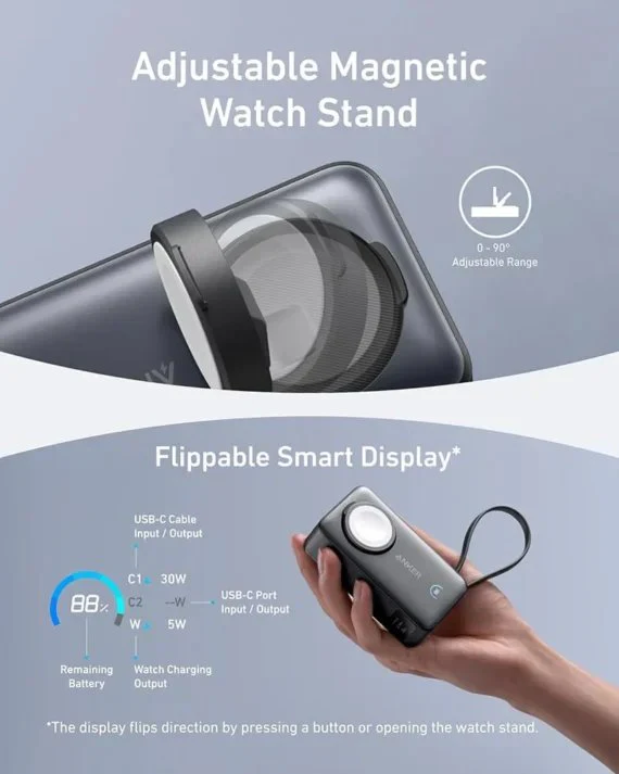 Anker MagGo Power Bank 10000mAh 30W | Built-In USB-C Cable & Apple Watch Charger - Image 4