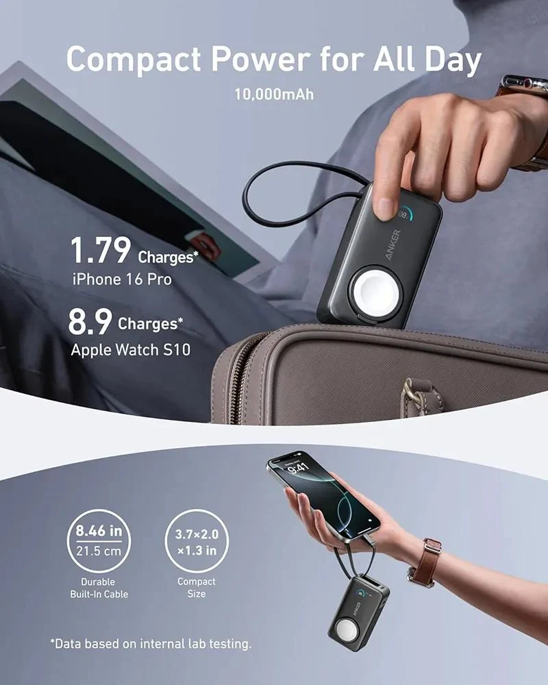 Anker MagGo Power Bank 10000mAh 30W | Built-In USB-C Cable & Apple Watch Charger - Image 5