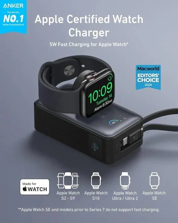 Anker MagGo Power Bank 10000mAh 30W | Built-In USB-C Cable & Apple Watch Charger - Image 7