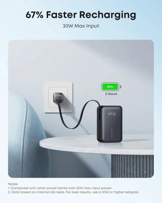 Anker Nano Power Bank 10000mAh 45W | Built-In Retractable USB-C Cable Power Bank - Image 3