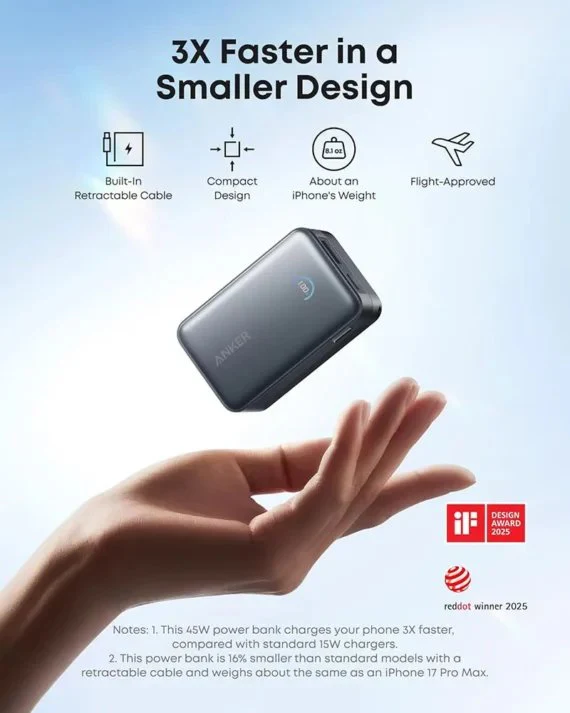 Anker Nano Power Bank 10000mAh 45W | Built-In Retractable USB-C Cable Power Bank - Image 6