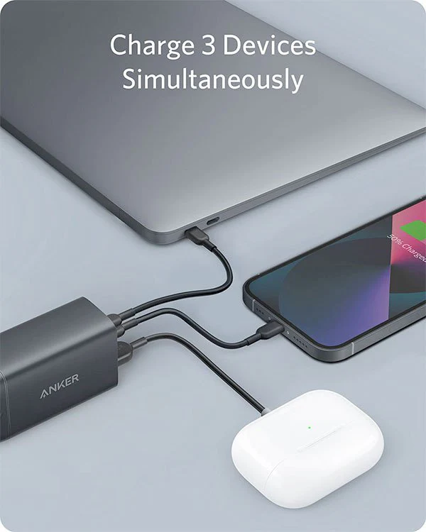 Anker PowerPort III 3-Port 65W Pod Charger | Dual USB-C & USB-A Fast Wall Charger - Image 4