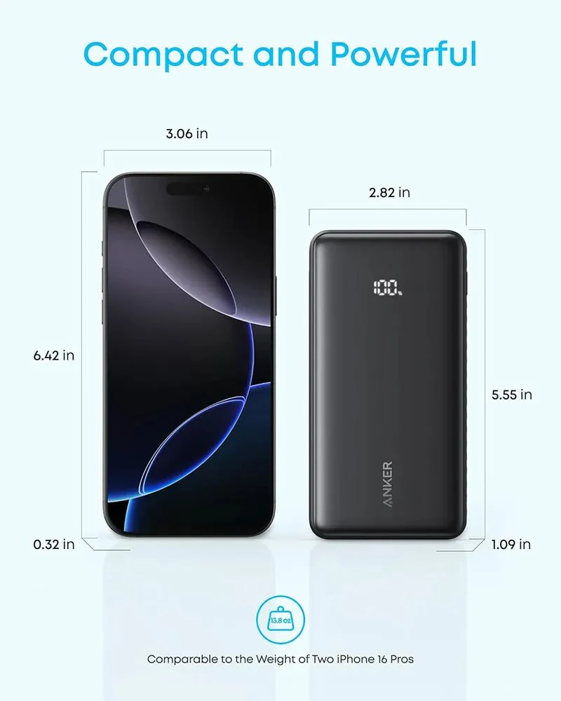 Anker Zolo 20000mAh Power Bank 22.5W | Built-In USB-C Cable & Pass-Through Charging - Image 6