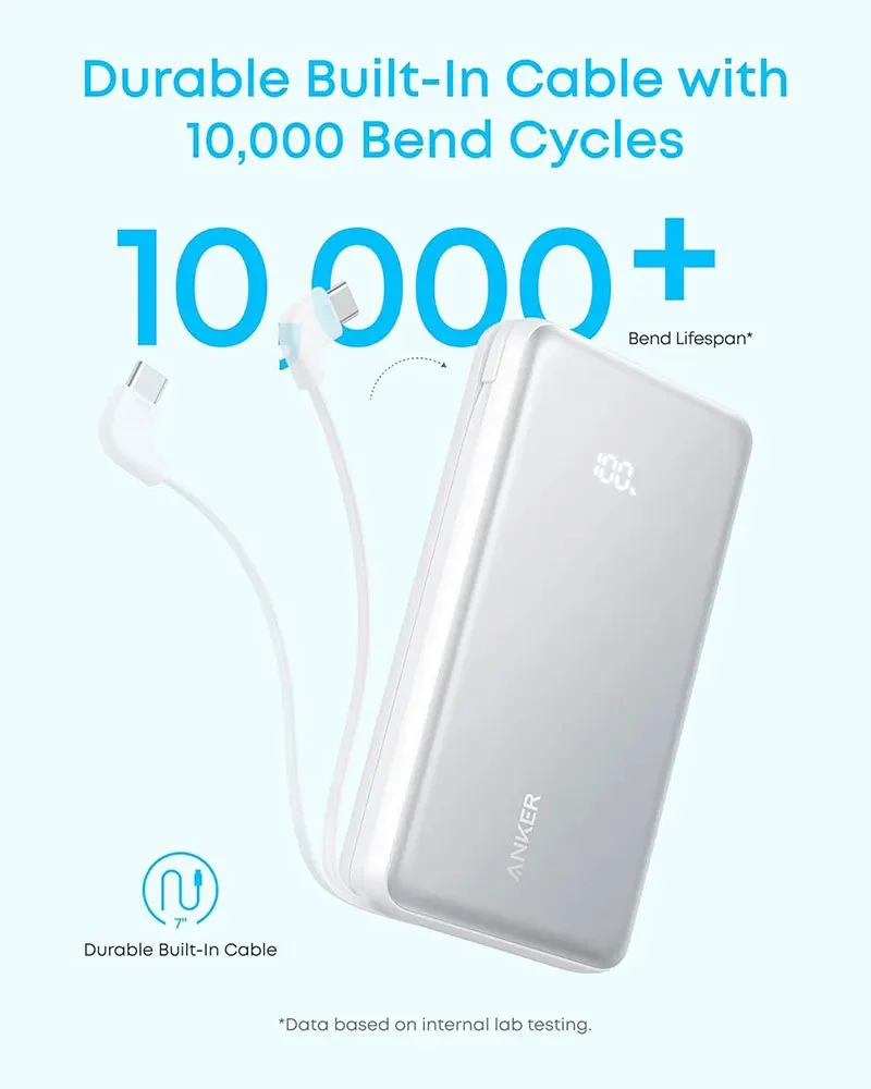 Anker Zolo 20000mAh Power Bank 22.5W | Built-In USB-C Cable & Pass-Through Charging - Image 8