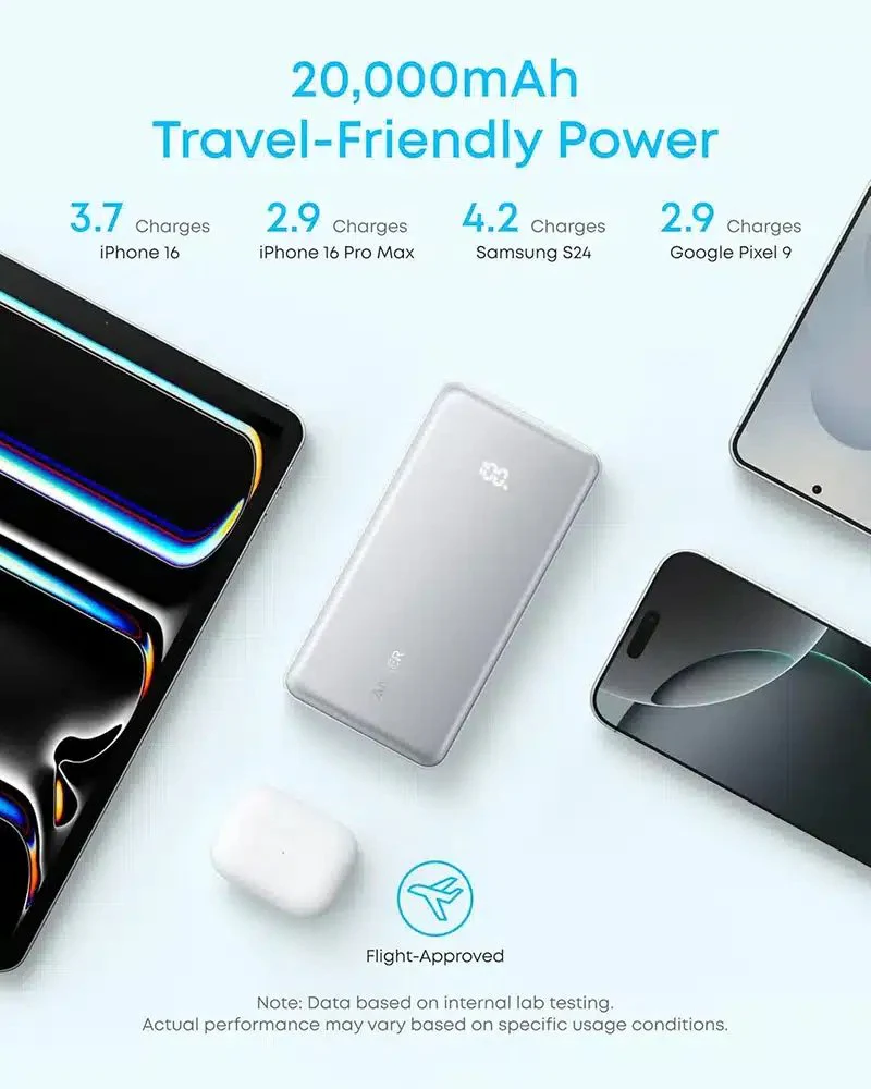 Anker Zolo 20000mAh Power Bank 22.5W | Built-In USB-C Cable & Pass-Through Charging - Image 9
