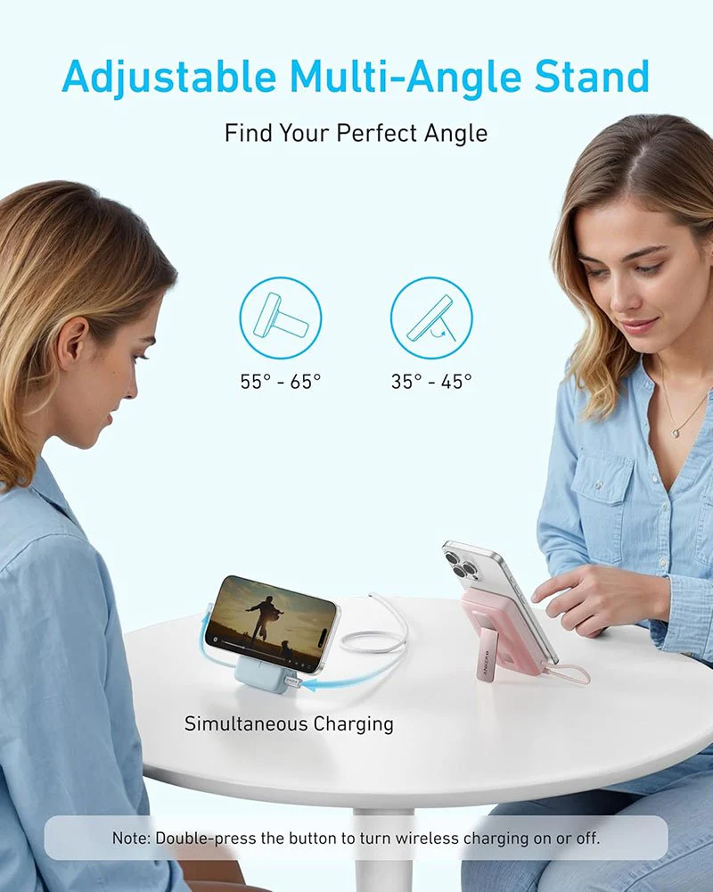 Anker Zolo Magnetic Power Bank 10000mAh 30W | Wireless Charging Power Bank with Built-In USB-C Cable & Viewing Stand - Image 5