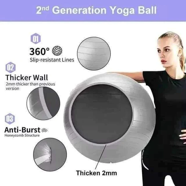 Anti-Burst Yoga Ball for Home Workouts, Yoga & Core Training - Image 4