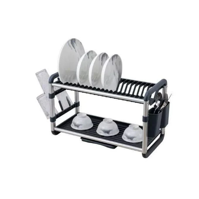 Aluminium Dish Drying Rack Multifunctional Dish Rack, Large Capacity Dish Drainer for Kitchen Counter, Rustproof Dish Drying Rack with Cutlery & Cup Holders - Image 6