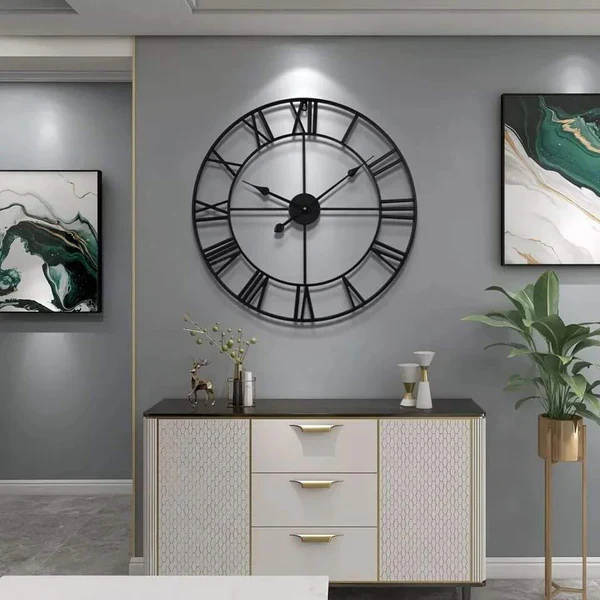 Antique Wall Clock Retro 24 Inch Roman Numerals Art Creative Clock - Image 3