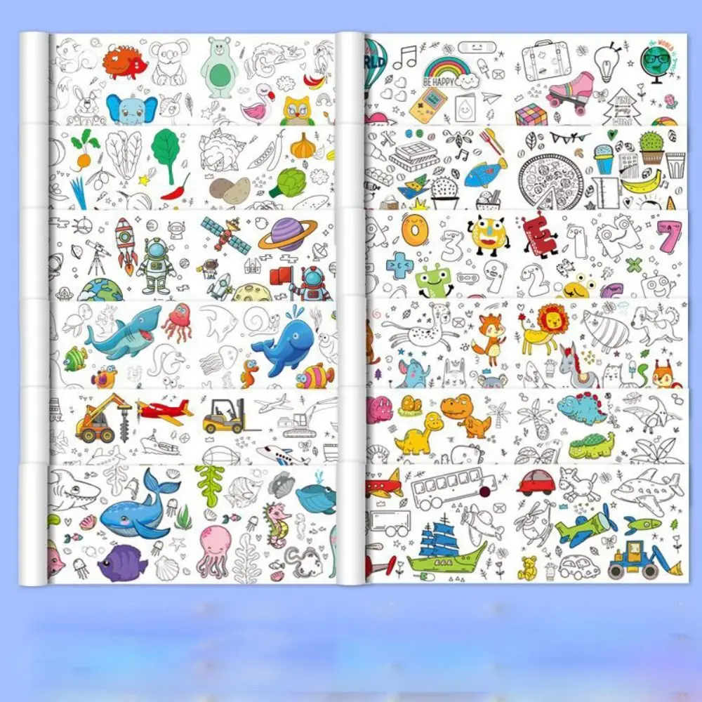 Art Wall Sticker Kids Gift Children Drawing Roll Color Filling Paper Scroll Children'S Drawing Scroll Blank Coloring Pages - Image 10