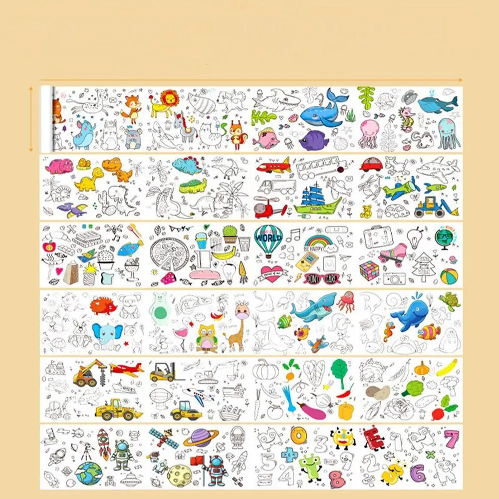Art Wall Sticker Kids Gift Children Drawing Roll Color Filling Paper Scroll Children'S Drawing Scroll Blank Coloring Pages - Image 12