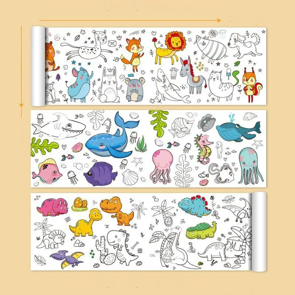 Art Wall Sticker Kids Gift Children Drawing Roll Color Filling Paper Scroll Children'S Drawing Scroll Blank Coloring Pages - Image 5