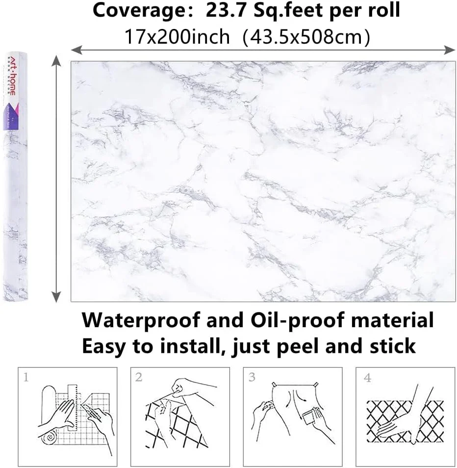 Marble 60cm by 500 cm Self Adhesive Contact paper Countertop,Kitchen,Shelf Liner - Image 16