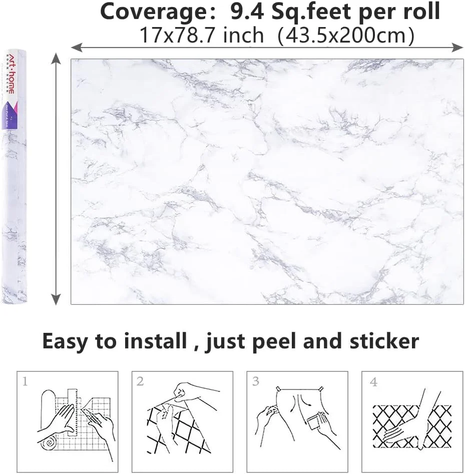 Marble 60cm by 500 cm Self Adhesive Contact paper Countertop,Kitchen,Shelf Liner - Image 26
