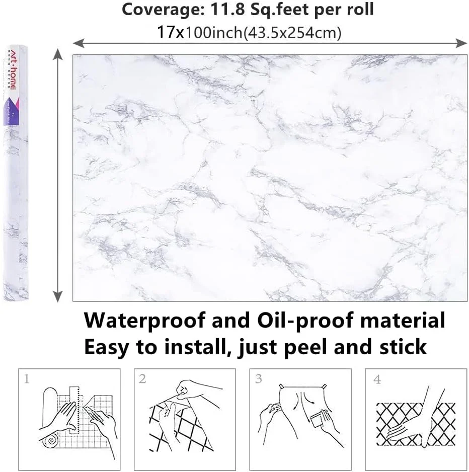 Marble 60cm by 500 cm Self Adhesive Contact paper Countertop,Kitchen,Shelf Liner - Image 35