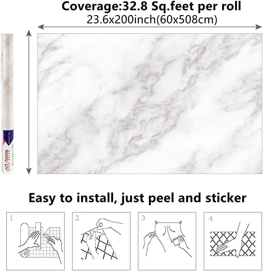 Marble 60cm by 500 cm Self Adhesive Contact paper Countertop,Kitchen,Shelf Liner - Image 41