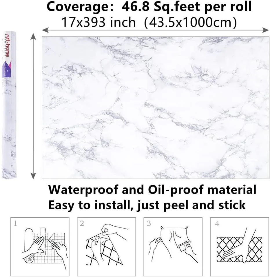 Marble 60cm by 500 cm Self Adhesive Contact paper Countertop,Kitchen,Shelf Liner - Image 42