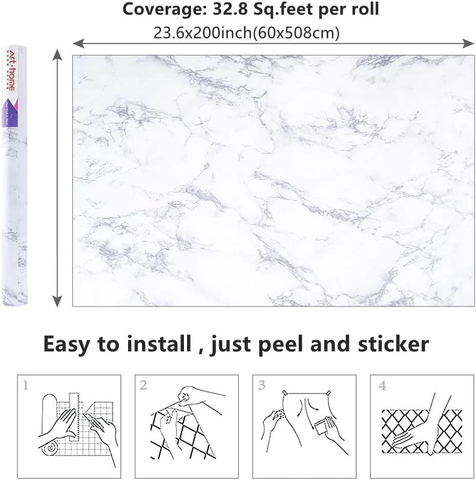 Marble 60cm by 500 cm Self Adhesive Contact paper Countertop,Kitchen,Shelf Liner - Image 44