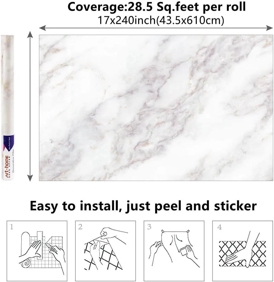 Marble 60cm by 500 cm Self Adhesive Contact paper Countertop,Kitchen,Shelf Liner - Image 60