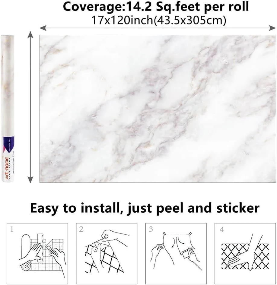 Marble 60cm by 500 cm Self Adhesive Contact paper Countertop,Kitchen,Shelf Liner - Image 64