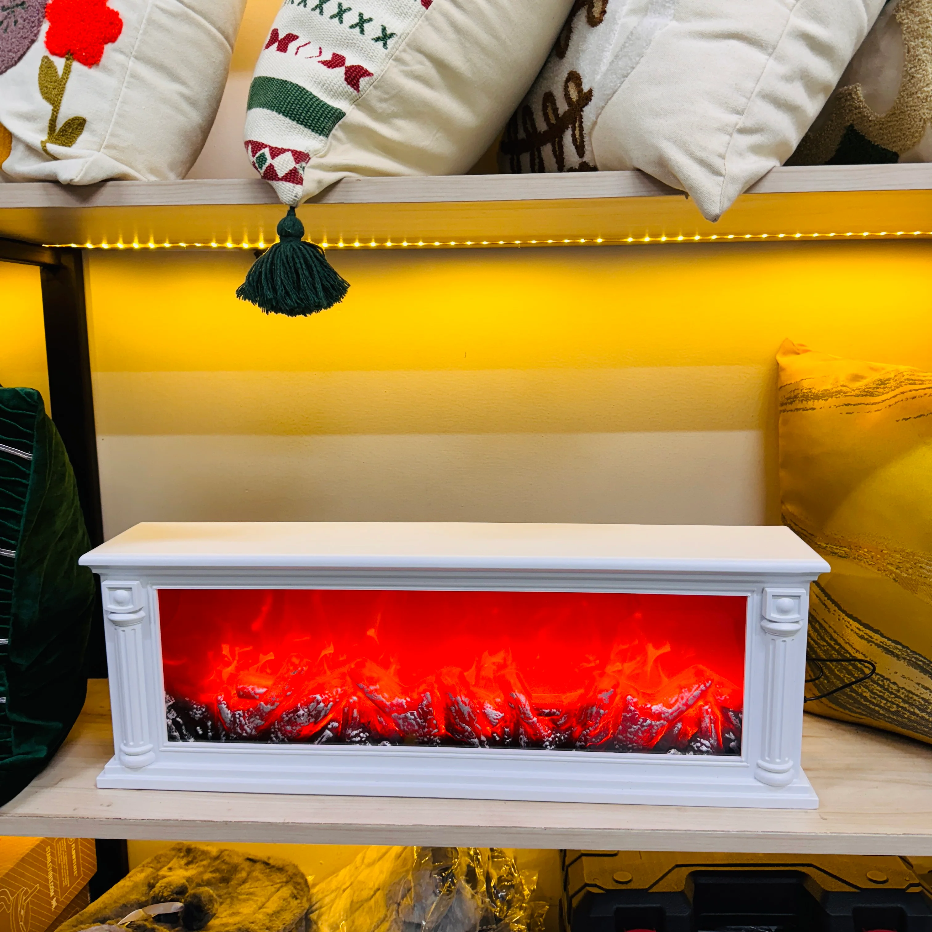 Artificial Fireplace with Realistic Log Wood Burning Flame Simulation Effect for Decoration - Image 4