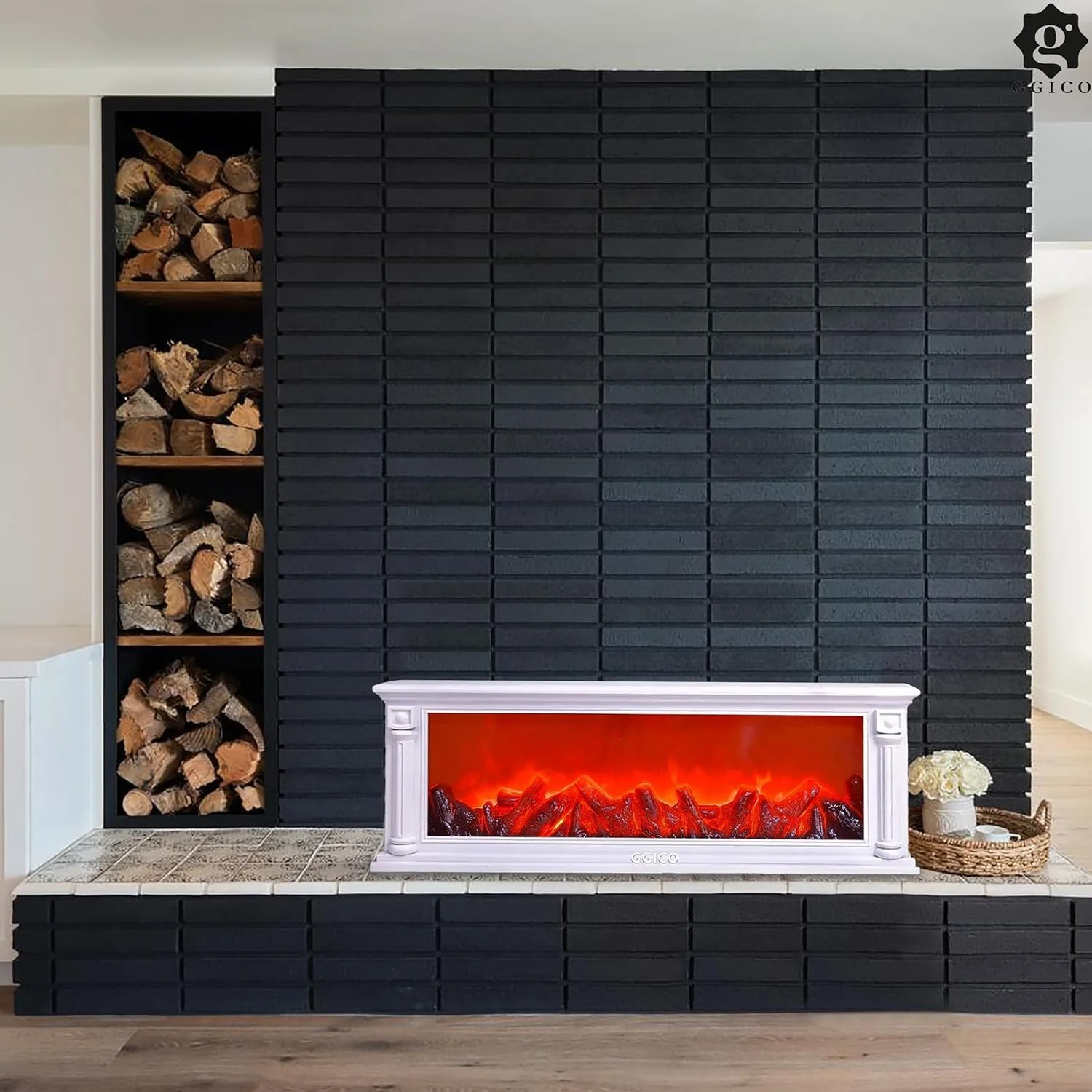 Artificial Fireplace with Realistic Log Wood Burning Flame Simulation Effect for Decoration - Image 6
