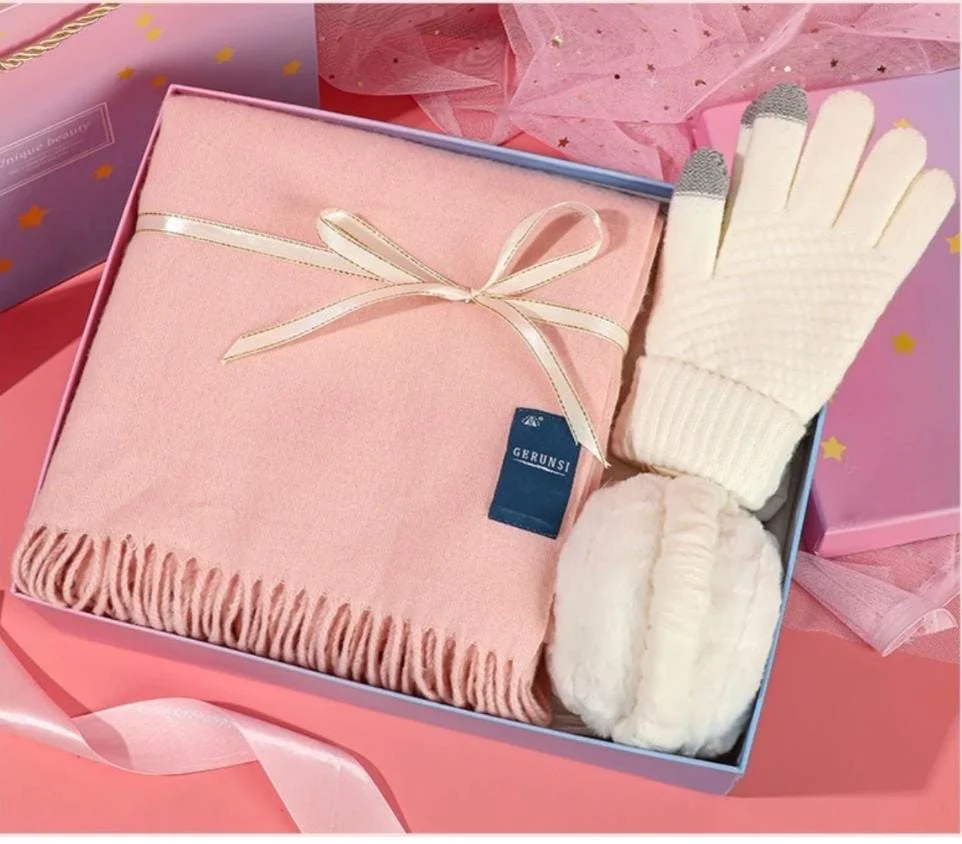 Authentic Cashmere Winter Scarf, Touch Gloves, and Ear Muffs Set - Image 2