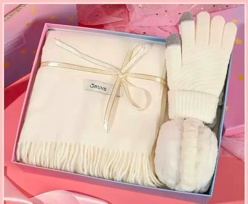 Authentic Cashmere Winter Scarf, Touch Gloves, and Ear Muffs Set - Image 4