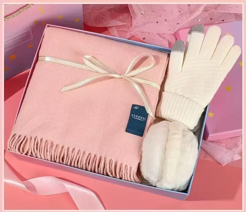 Authentic Cashmere Winter Scarf, Touch Gloves, and Ear Muffs Set - Image 7