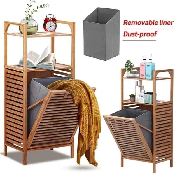 Bamboo Bathroom hamper Laundry Basket - Image 2