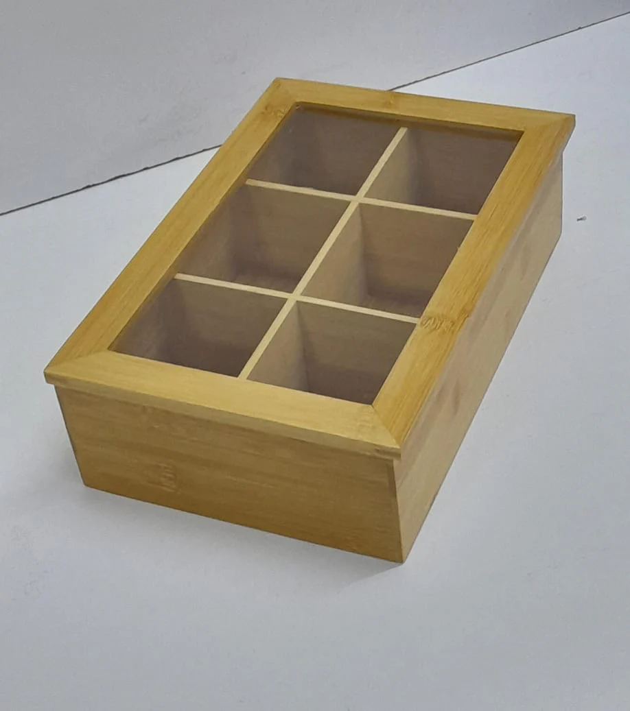 Bamboo Tea Bag Organiser & Storage Box, 6-Slot Wooden Tea Bag Holder, Tea Bag Caddy & Dispenser, Water Resistant Tea Bag Tray for Kitchen Counter - Image 3