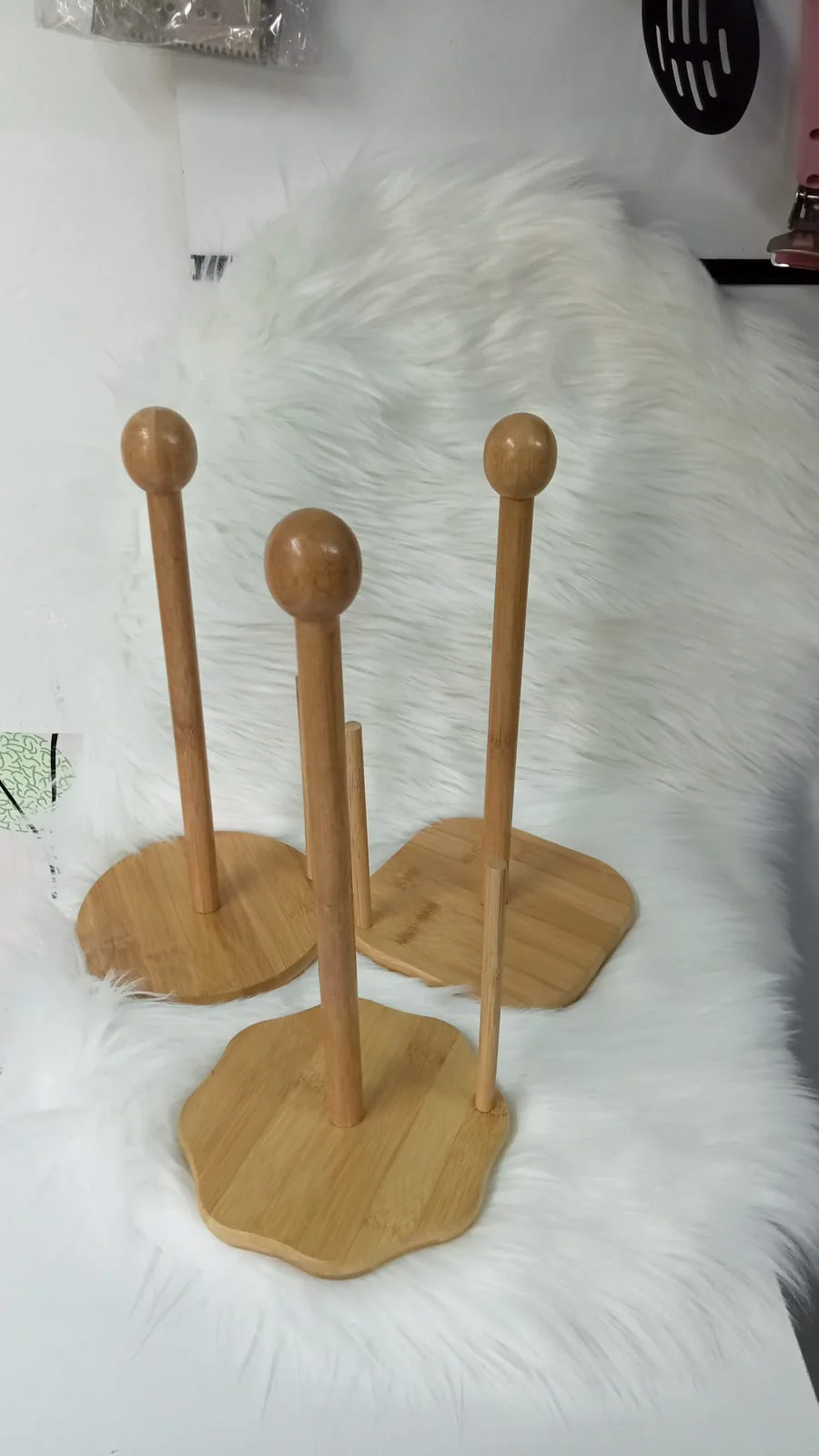 Bamboo Wood Tissue Holder vertical Roll Pole Paper Towel Holder - Image 3