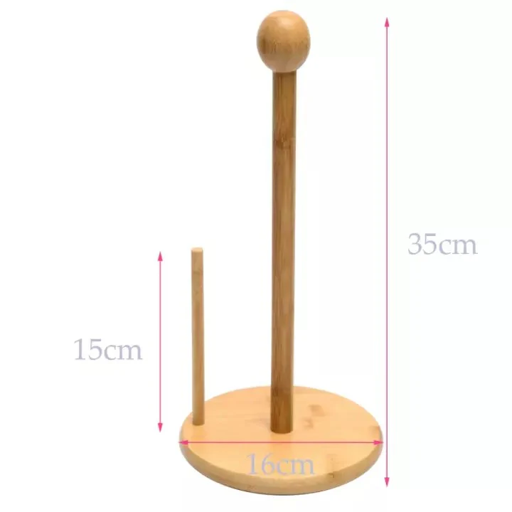 Bamboo Wood Tissue Holder vertical Roll Pole Paper Towel Holder - Image 5